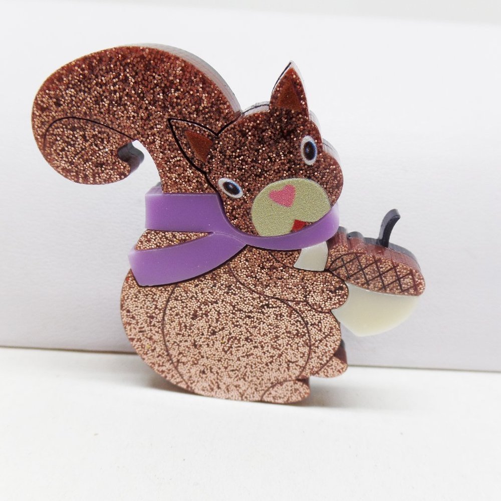 Adorable Acrylic Squirrel Limited Edition Brooch